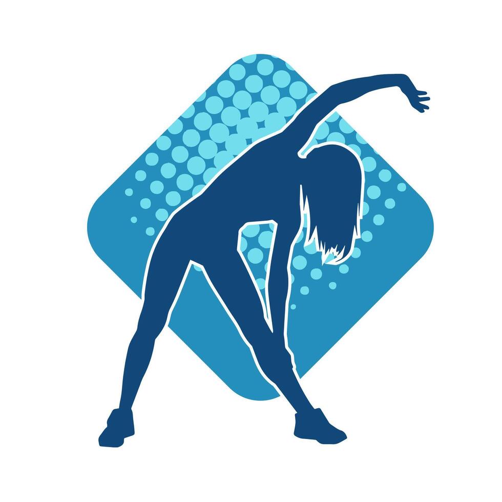 Silhouette of slim female doing exercise. Silhouette of a sporty woman doing gym workout pose. vector