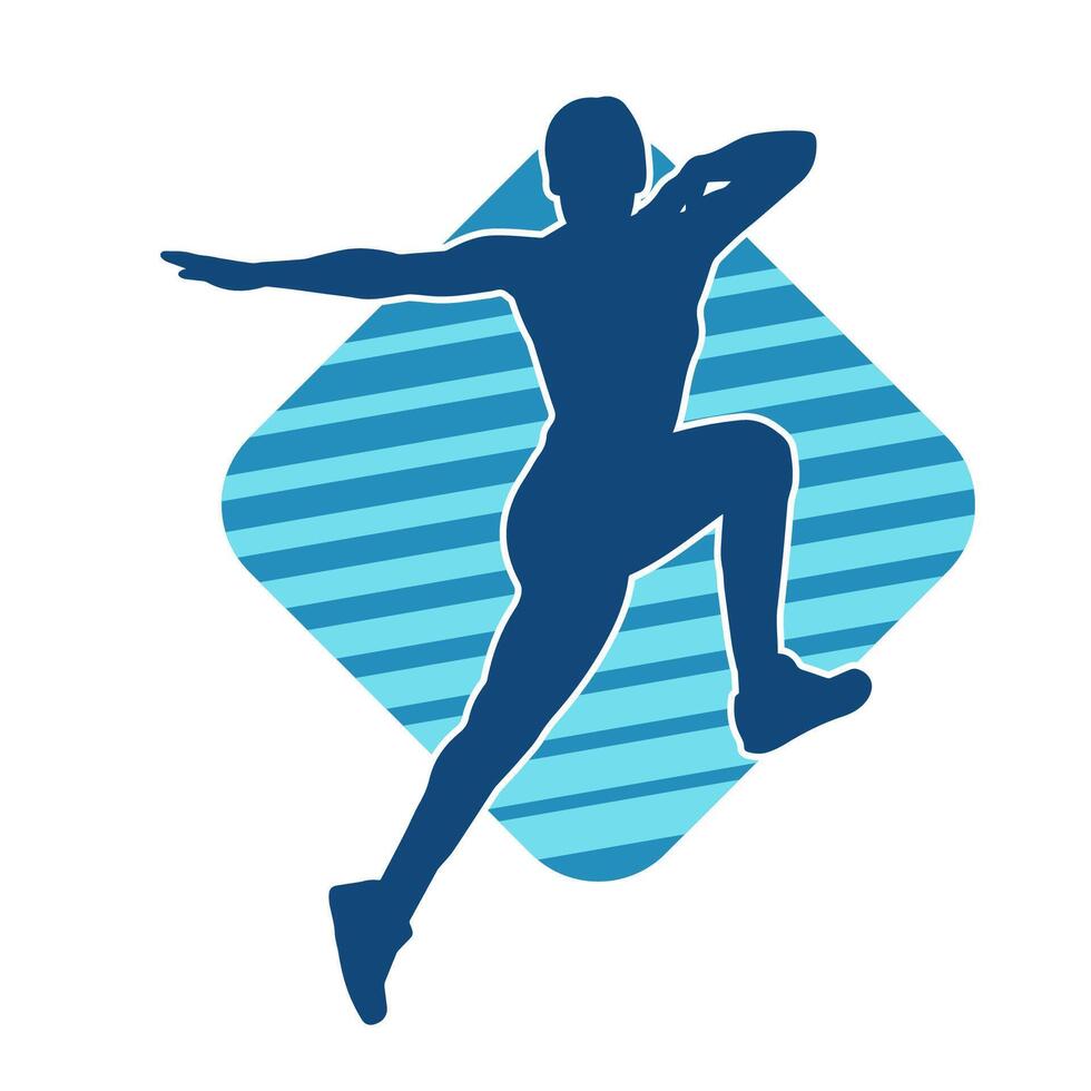 Silhouette of slim female doing exercise. Silhouette of a sporty woman doing gym workout pose. vector