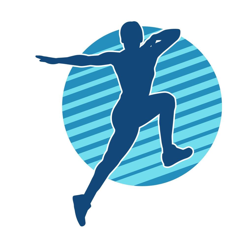 Silhouette of slim female doing exercise. Silhouette of a sporty woman doing gym workout pose. vector