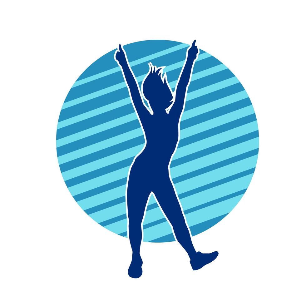 Silhouette of a casual female in a dancing pose. Silhouette of a dancer woman in action pose. vector