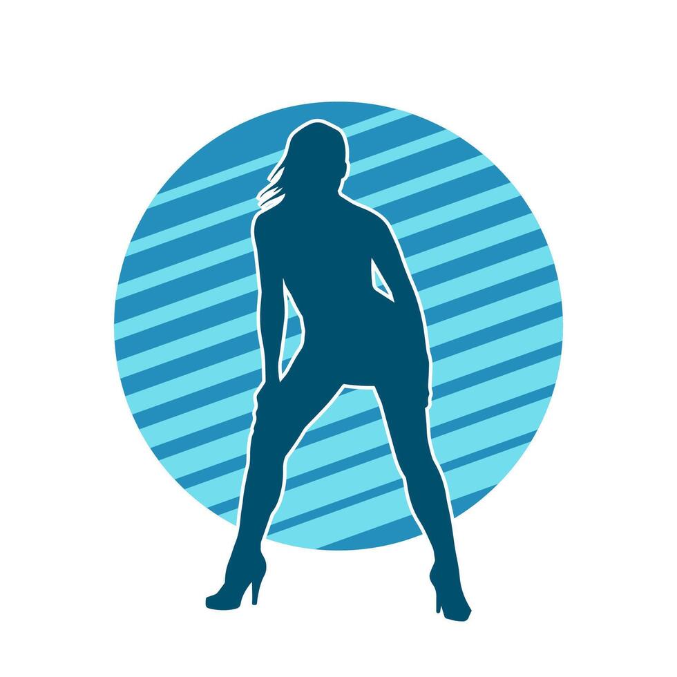 silueta de un casual hembra en un bailando pose. silueta de un bailarín mujer en acción pose. vector