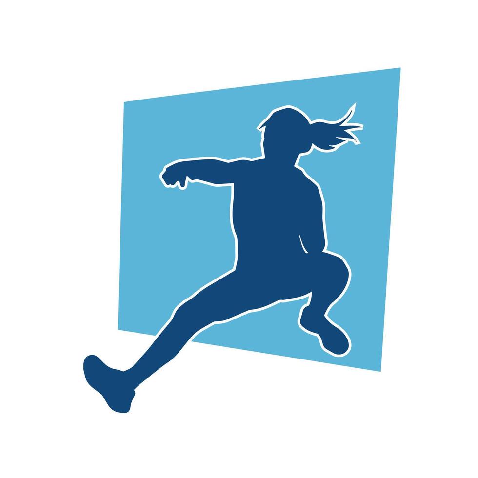 Silhouette of slim female doing exercise. Silhouette of a sporty woman doing gym workout pose. vector