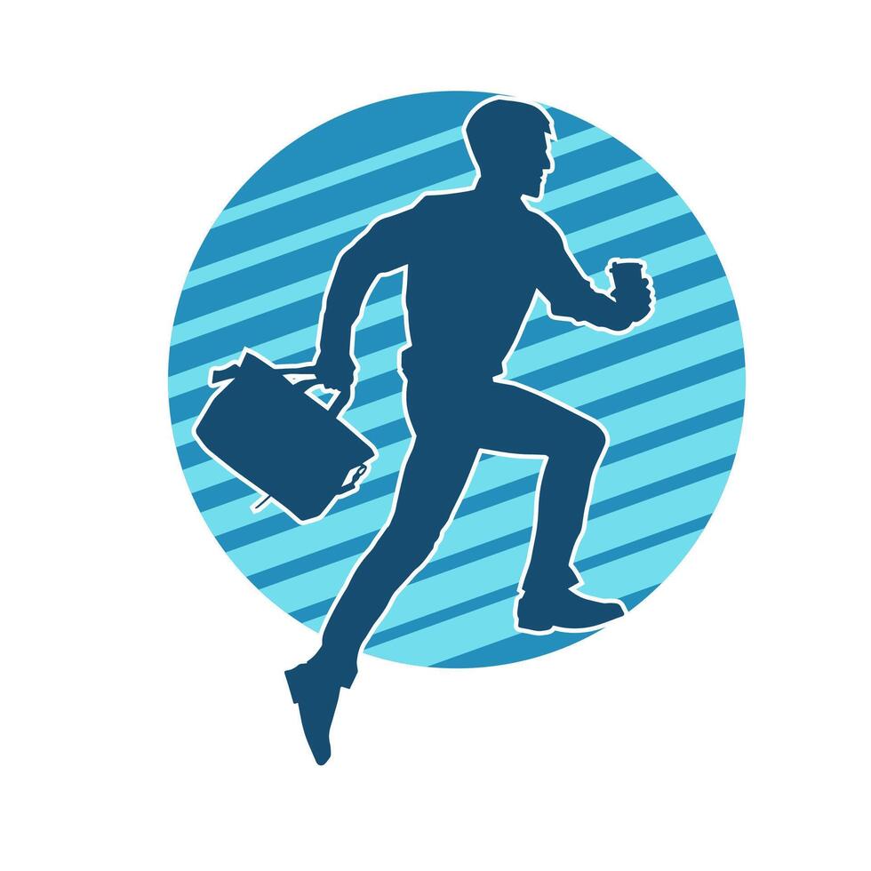 Silhouette of a business man carrying a briefcase vector