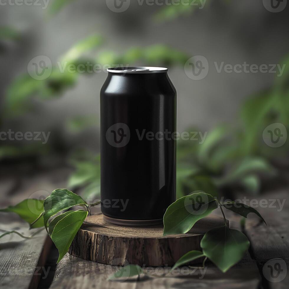 AI generated Empty beverage aluminum can with design space. Ai genarated. template label. photo