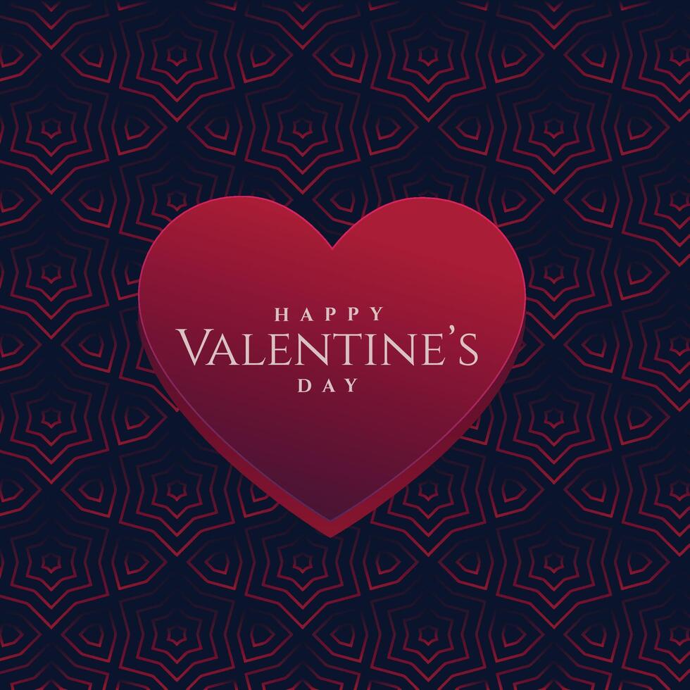 3d valentine's day heart on dark pattern background vector