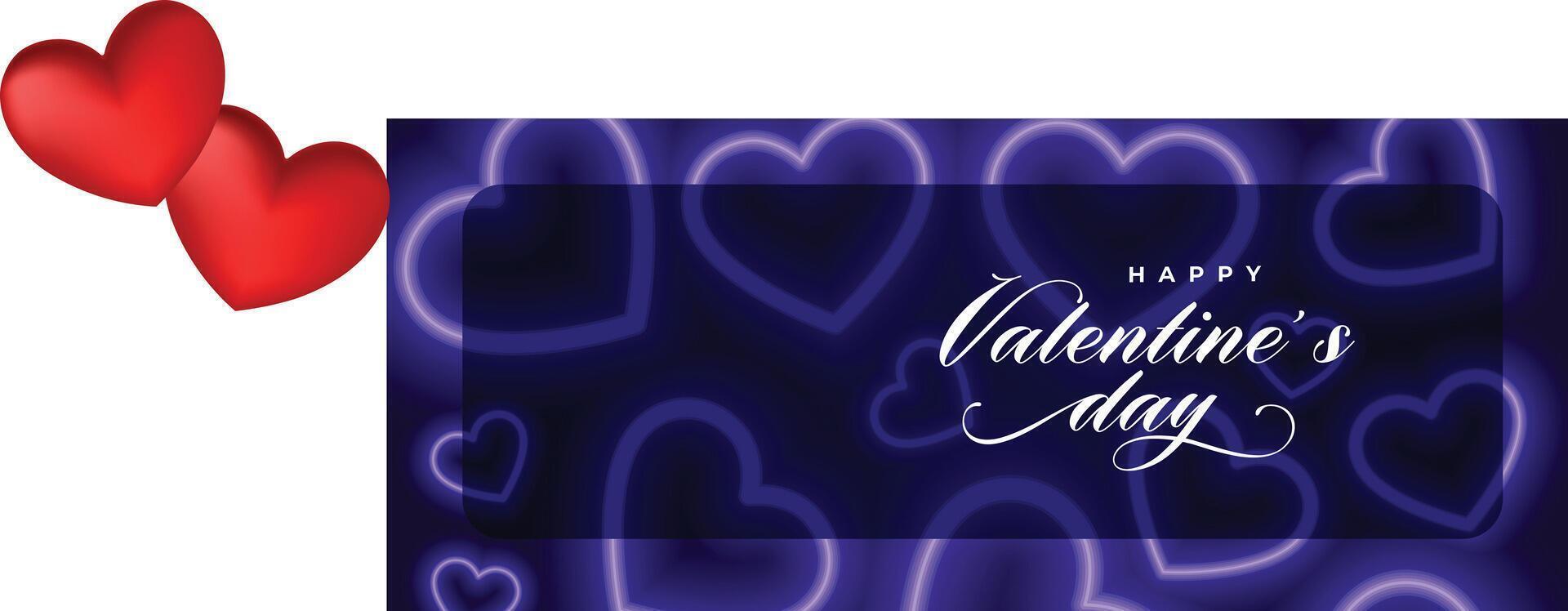 decorative valentines day celebration banner with 3d love hearts vector