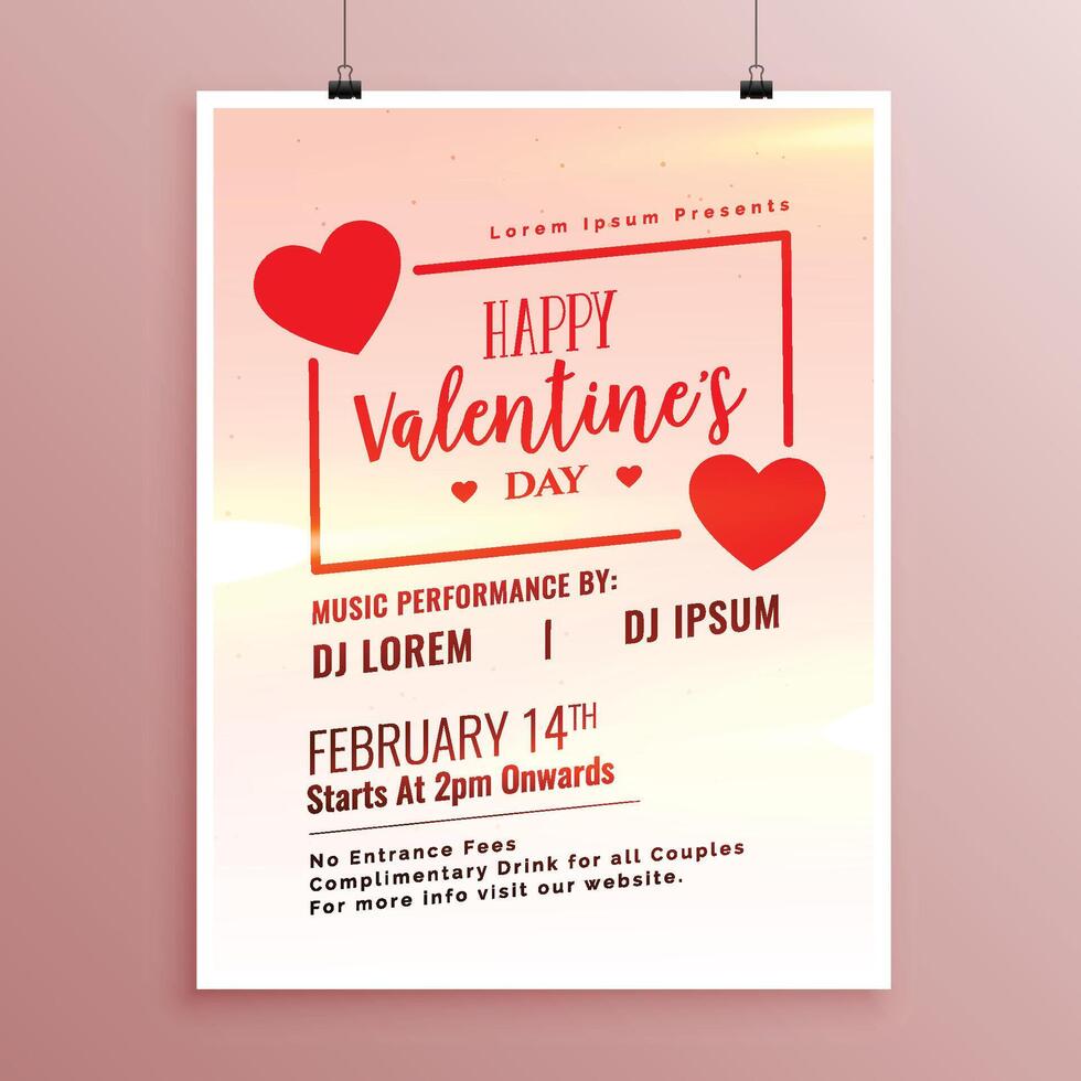 elegant happy valentines day hearts flyer template vector