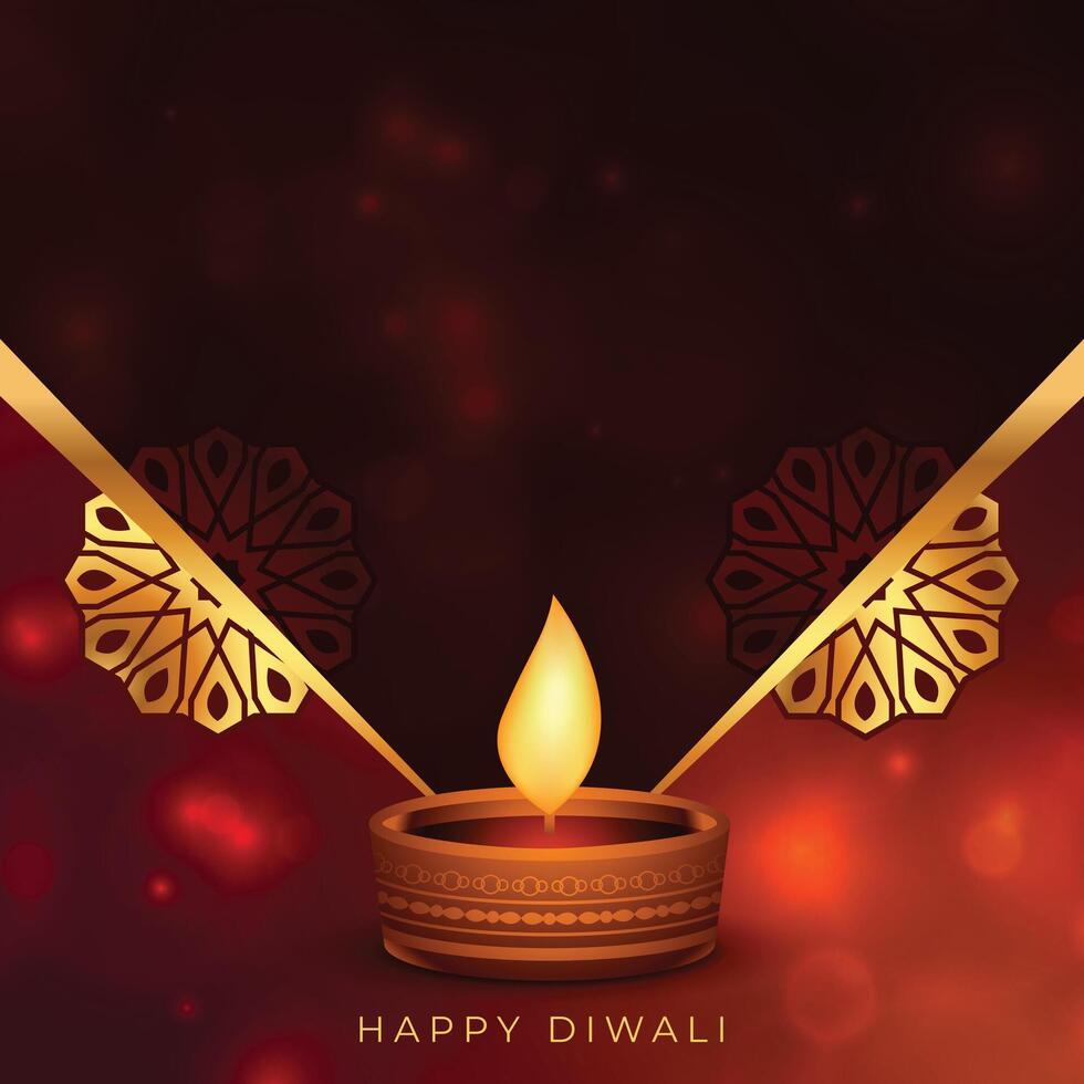 beautiful diwali background with diya oil lamp vector