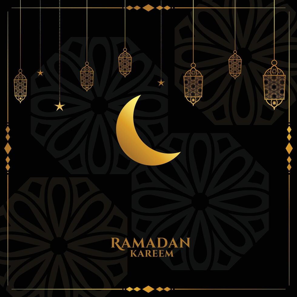 elegante negro y dorado Ramadán kareem eid saludo diseño vector