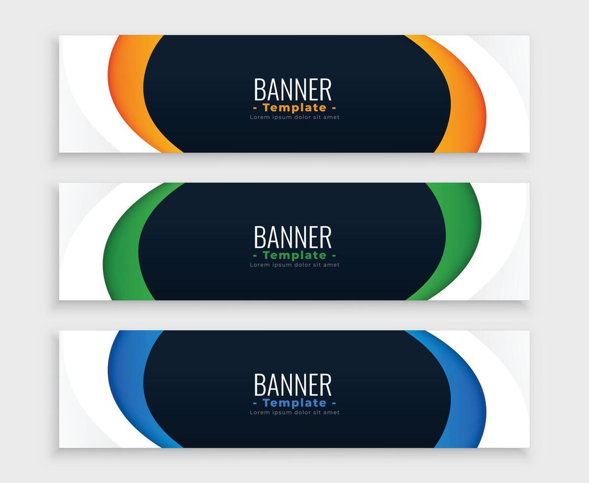 elegante web moderno curvilíneo bandera diseño conjunto vector