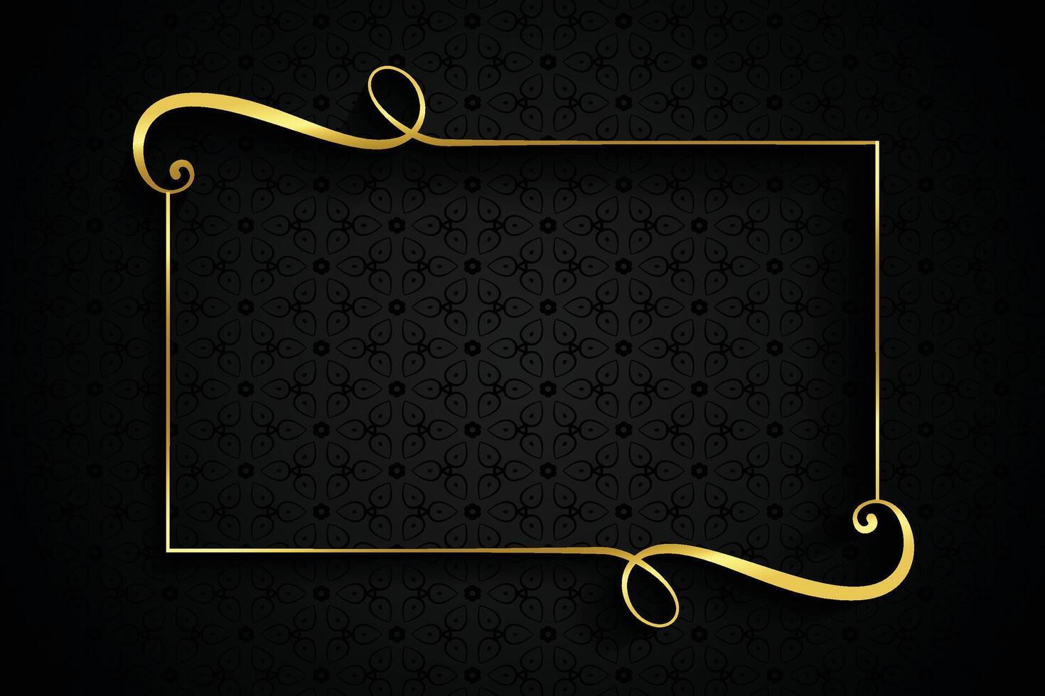 golden swirl frame on dark background with text space vector