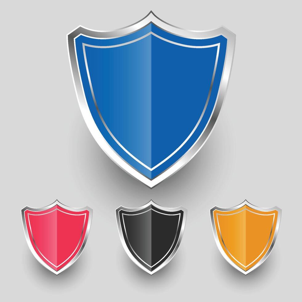 metallic badges shield symbols set design vector