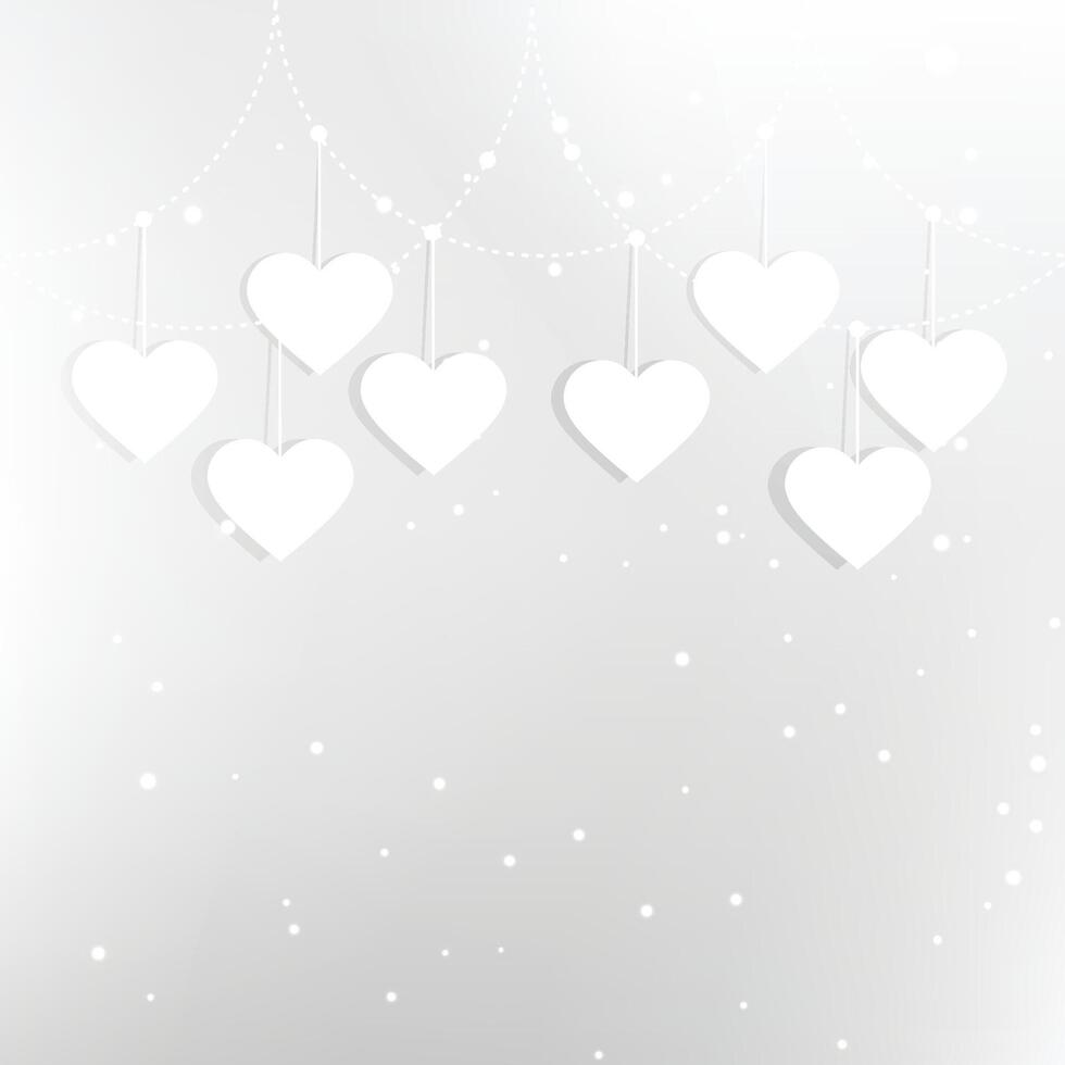Happy valentines day white hearts background abstract design illustration vector