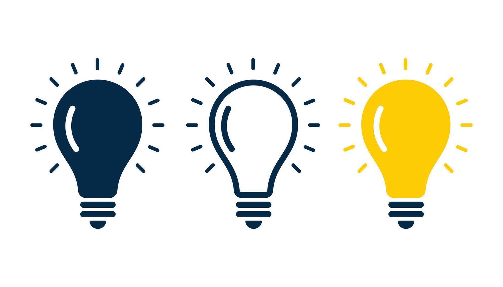 conjunto de Tres ligero bulbo representar eficaz negocio idea concepto vector