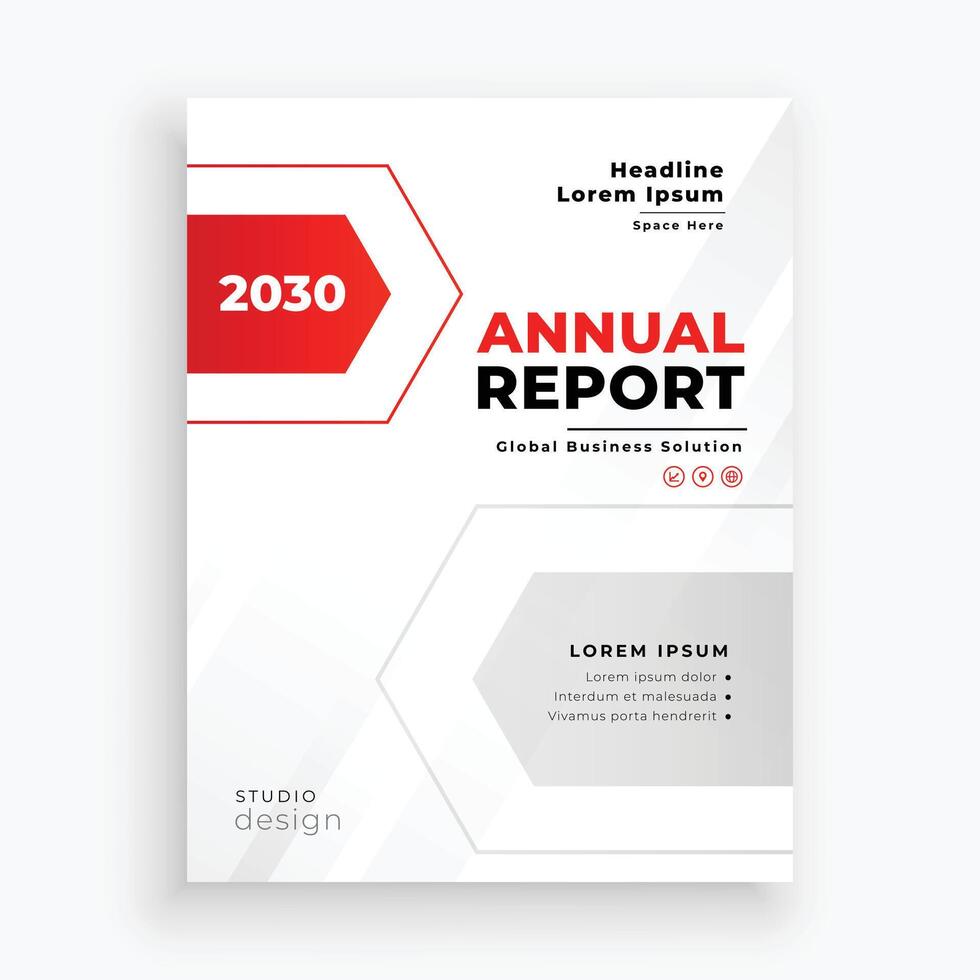 stylish red and whte business annual report template vector