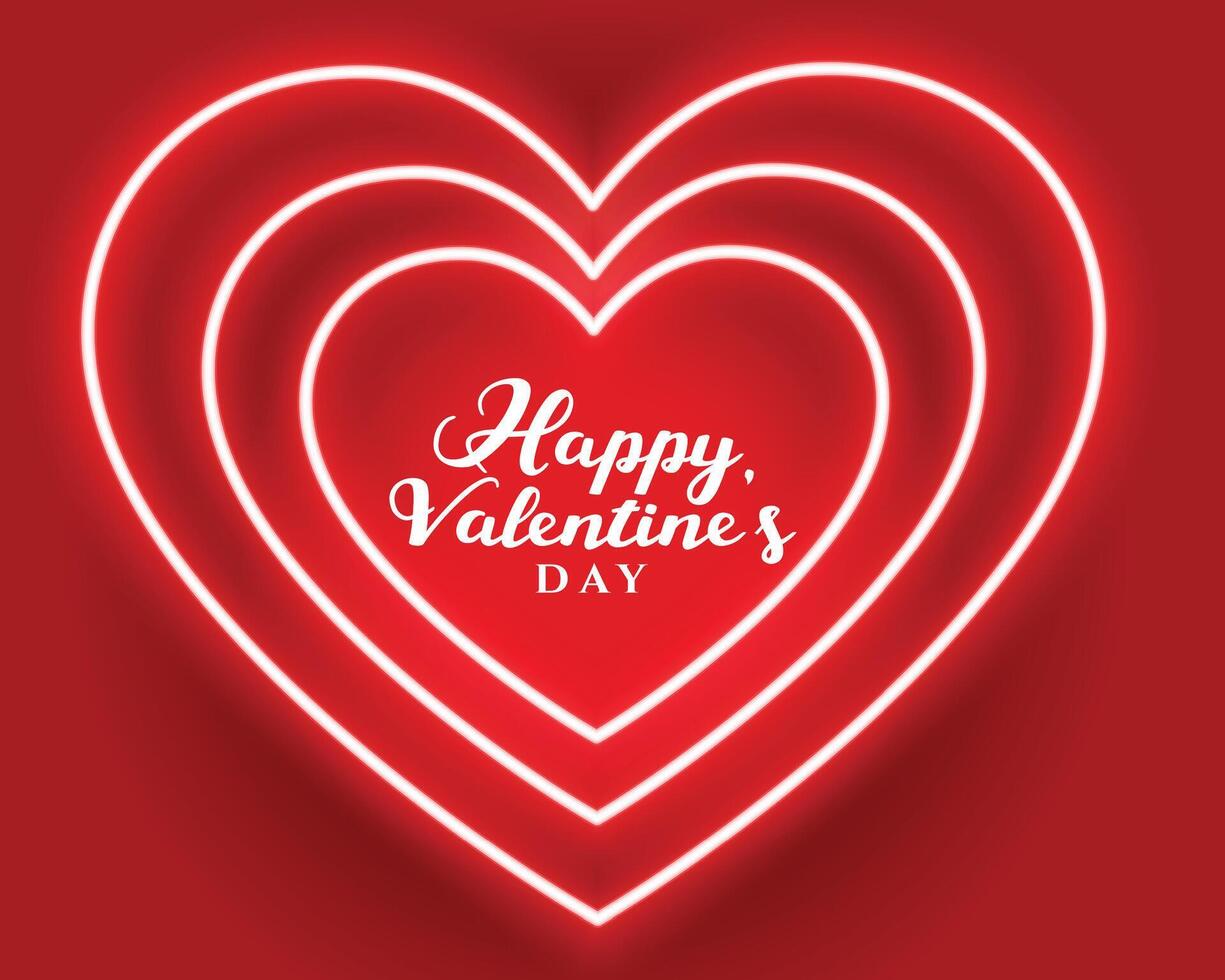 valentines day lovely greeting with glowing line style heart vector