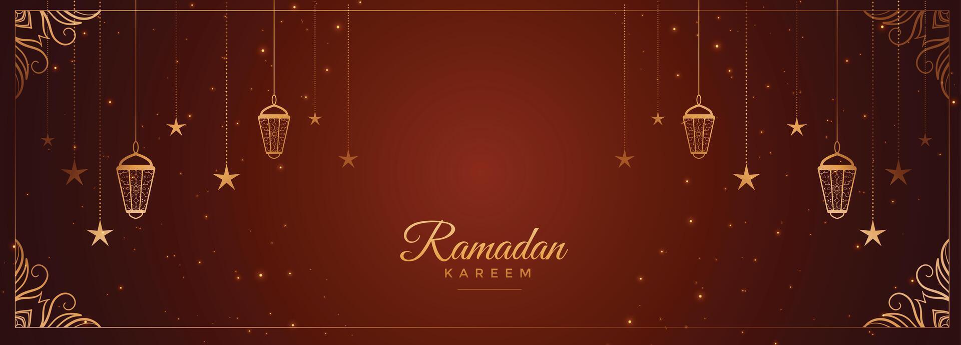 ramadan kareem wishes banner with arabic decoration vector
