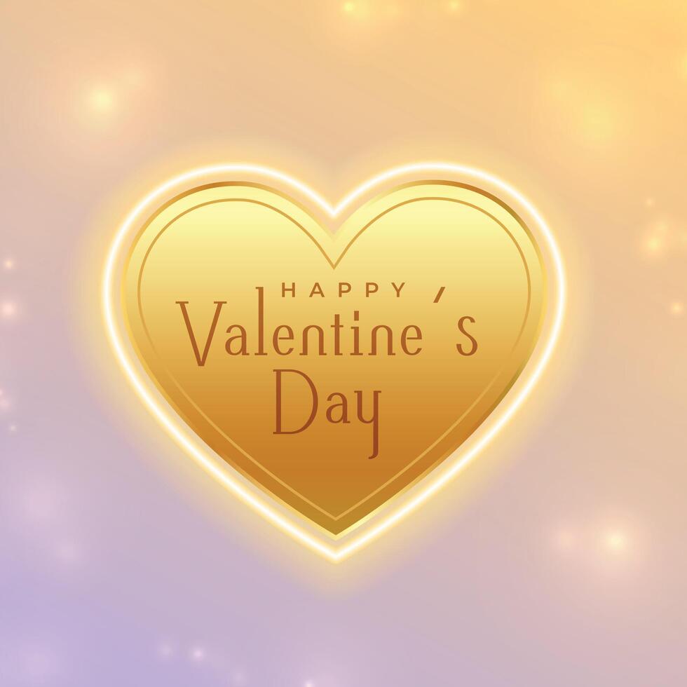 valentine's day shiny background with golden love heart vector