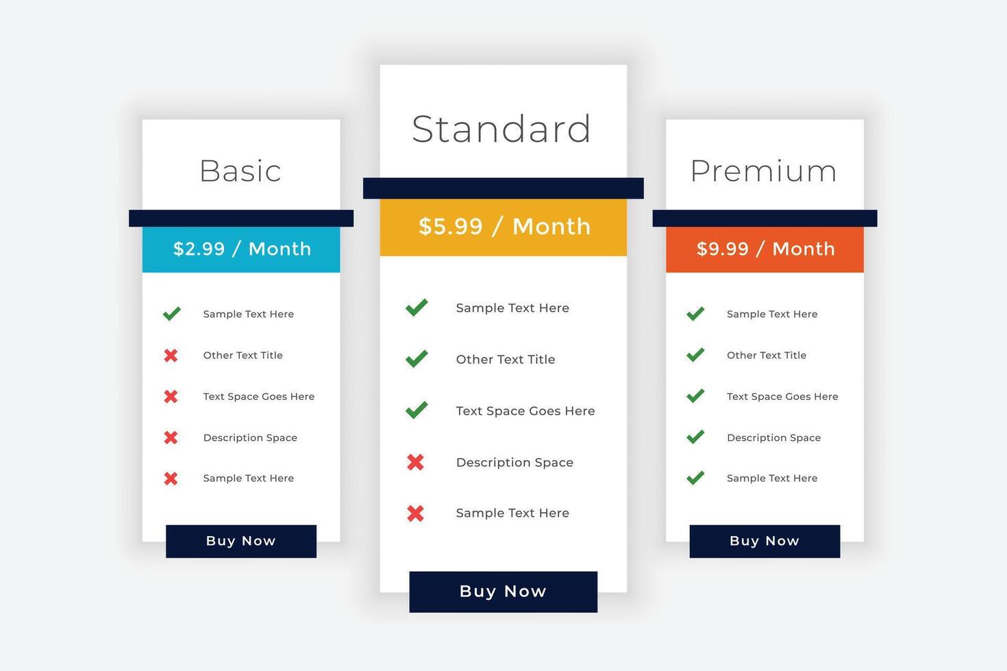 web fijación de precios mesa elementos comparación caja vector