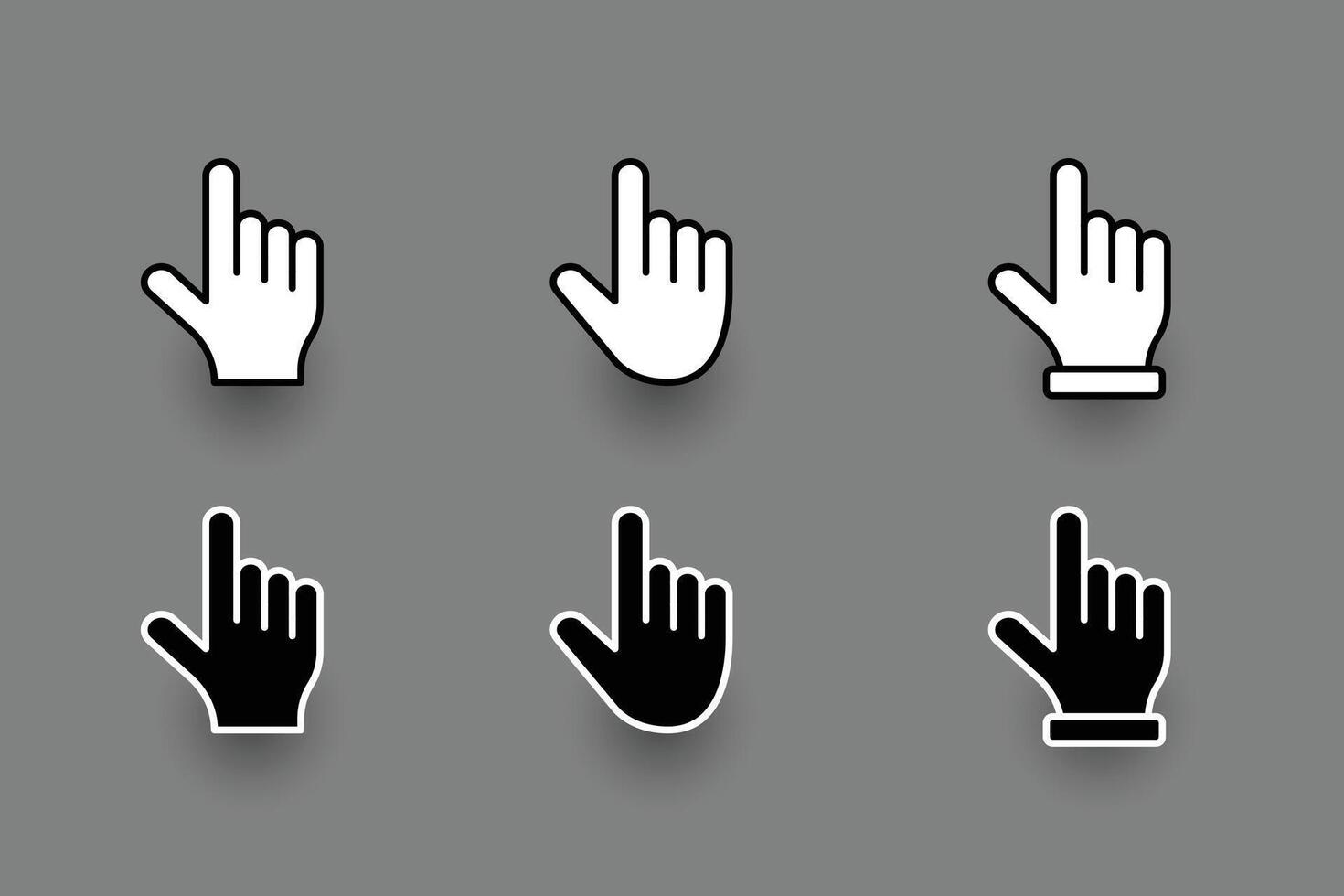 flat hand finger pointer cursor set vector