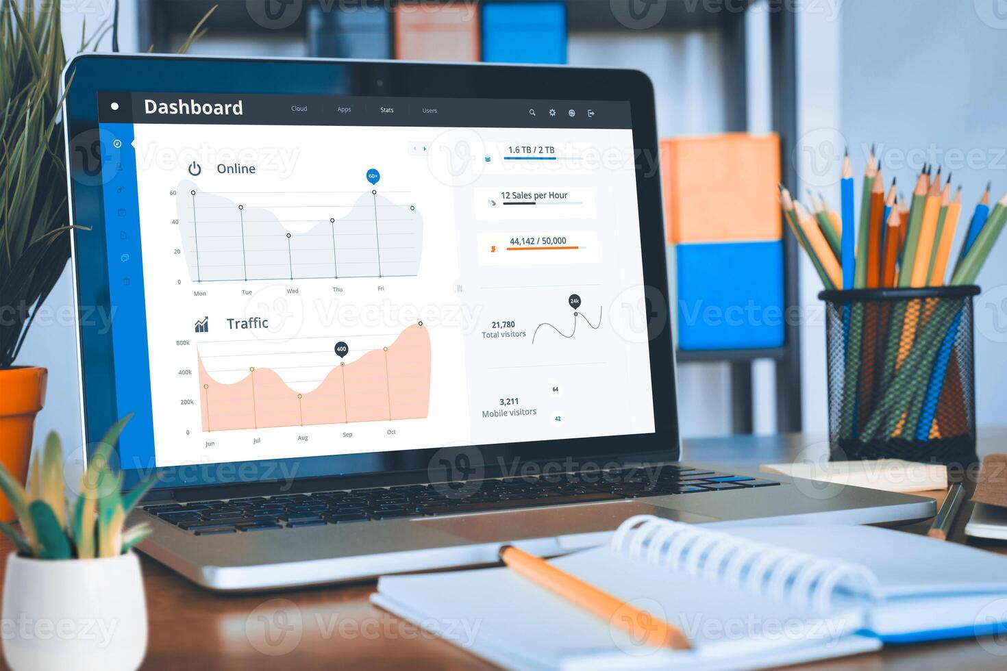 Statistic Histogram Information Marketing Report Concept photo