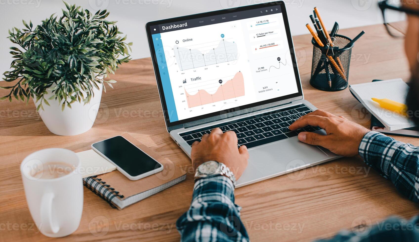 Statistic Histogram Information Marketing Report Concept photo