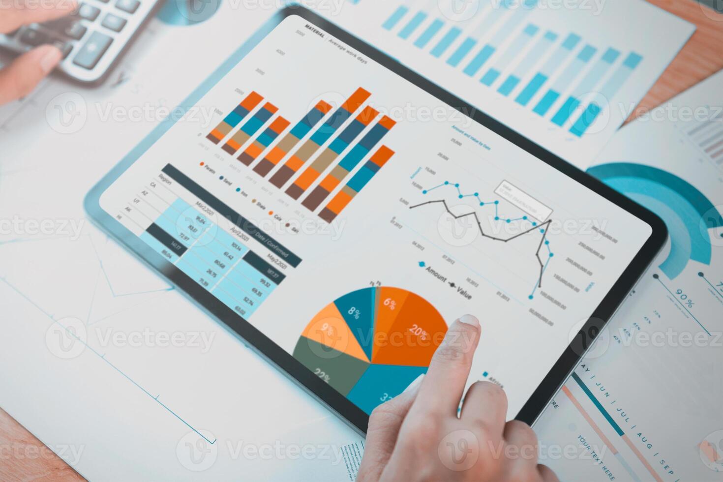 chart company financial statements report and profits work progress and planning in office room photo