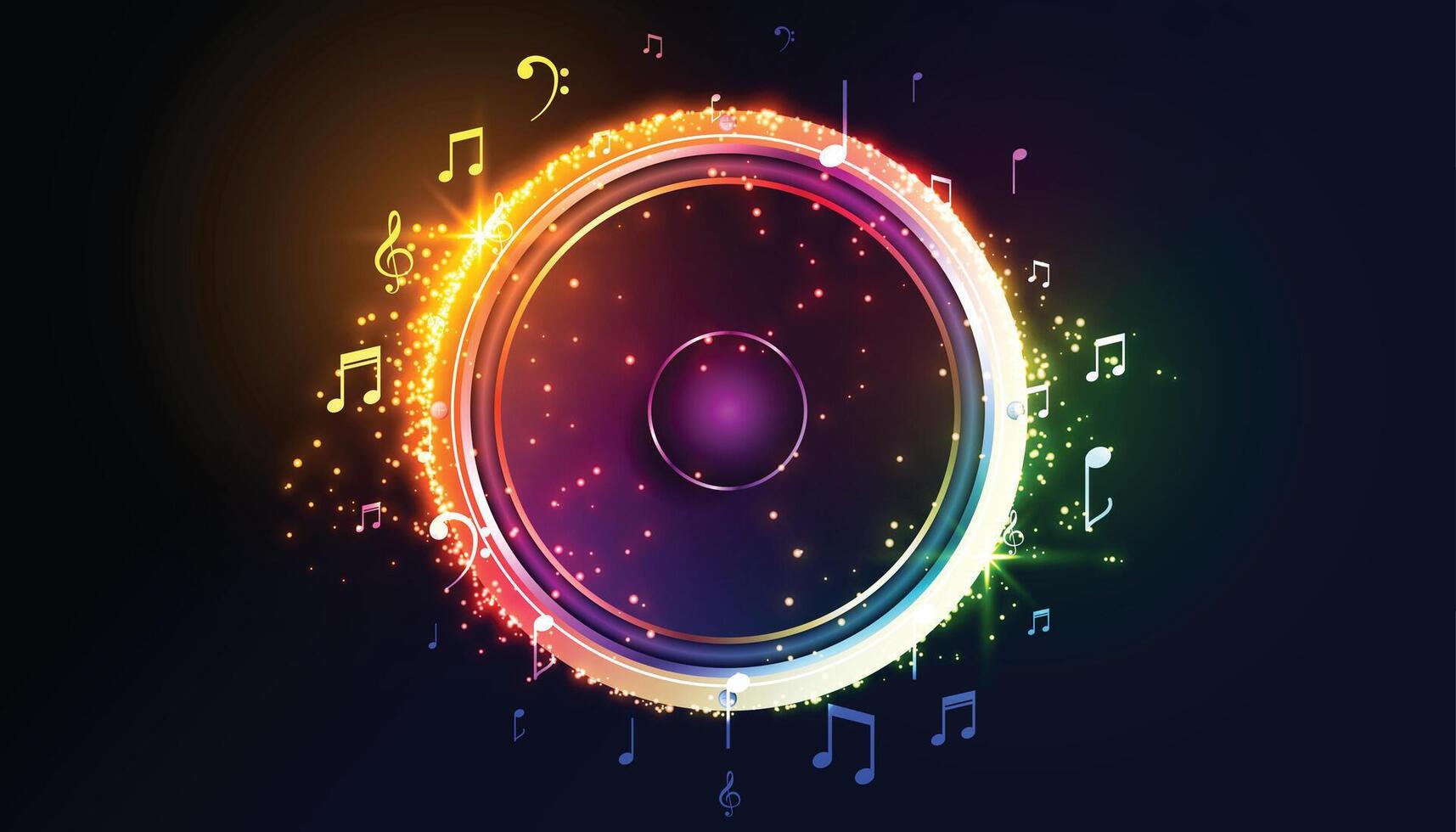 colorful music speaker with sound notes vector