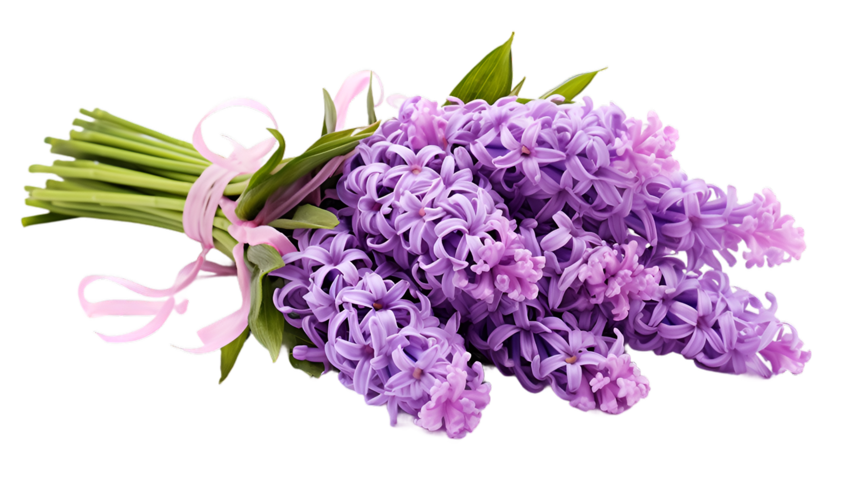 ai generado hermosa púrpura lilas ramo de flores en transparente antecedentes png