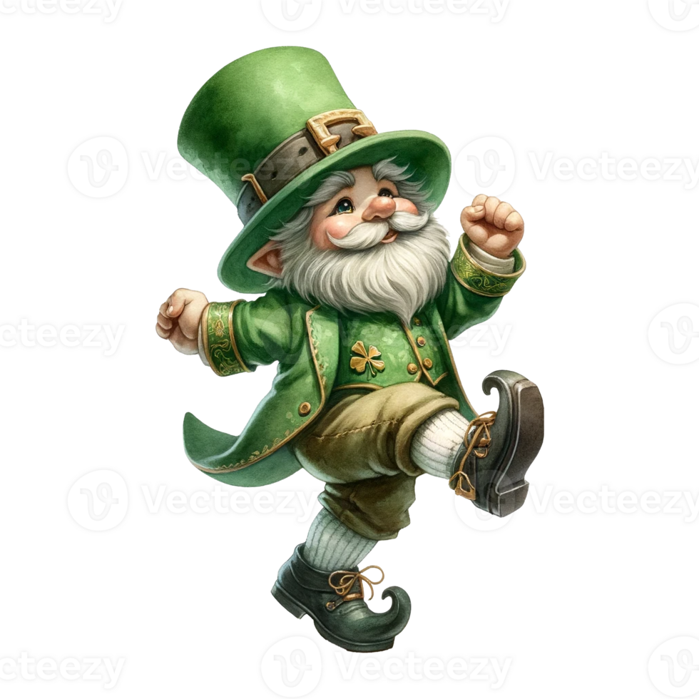 AI generated Gnomes st. patrick day shamrock watercolor on  Isolated On Transparent Background. png