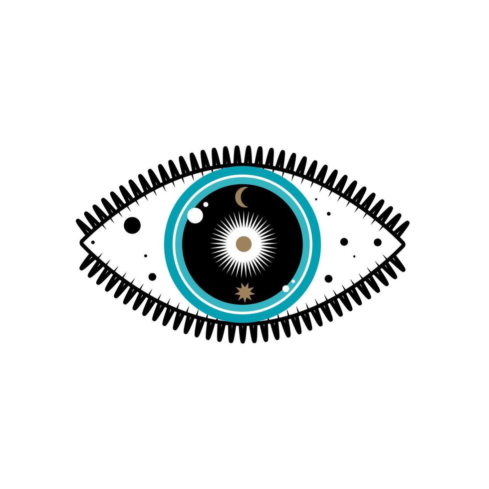 Eye Evil Devil Mystic Magic Talisman Amulet Boho Symbol Sign Silhouette Icon vector