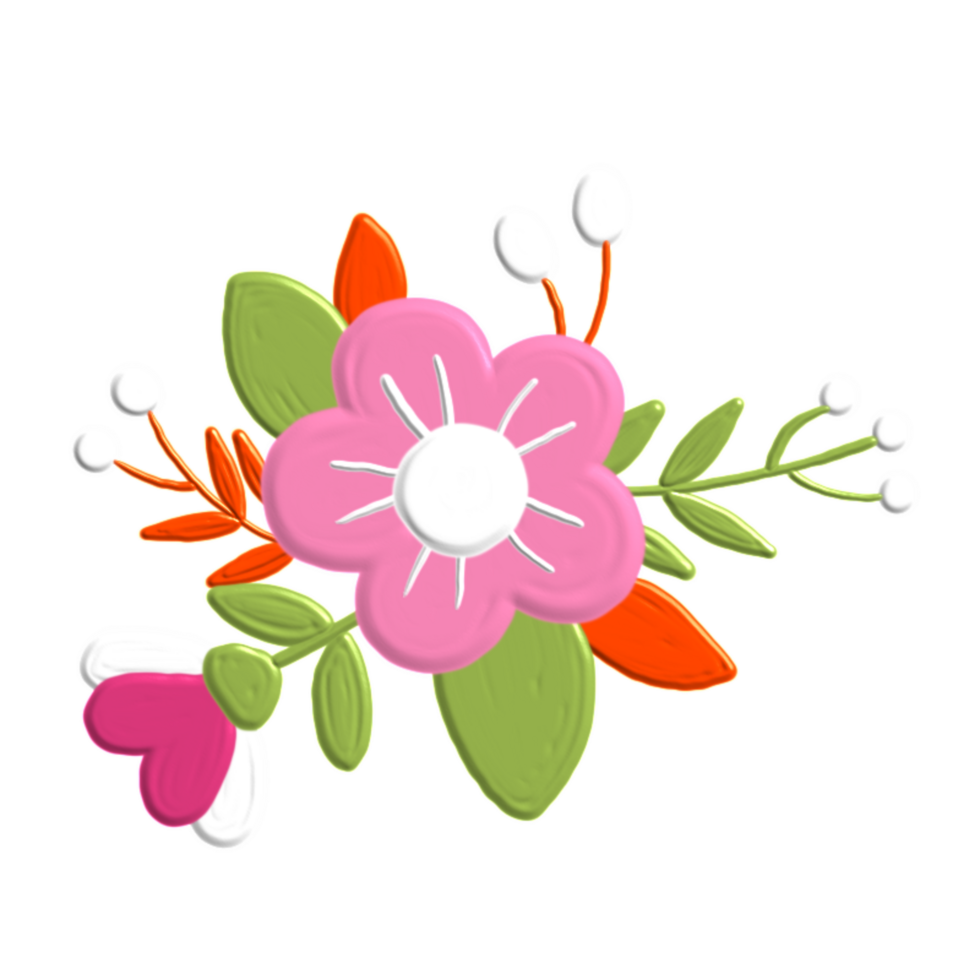 colorful spring flower with acrylic paint png