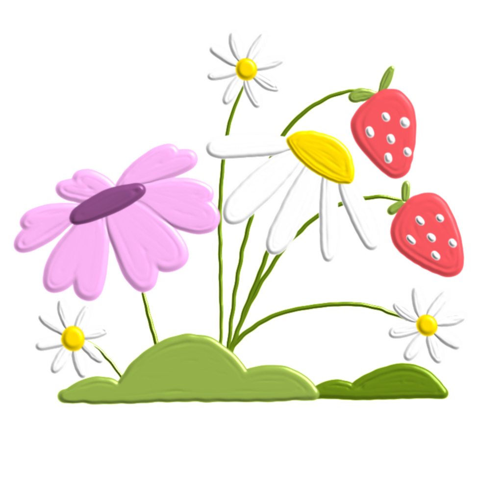 colorful spring flower with acrylic paint png