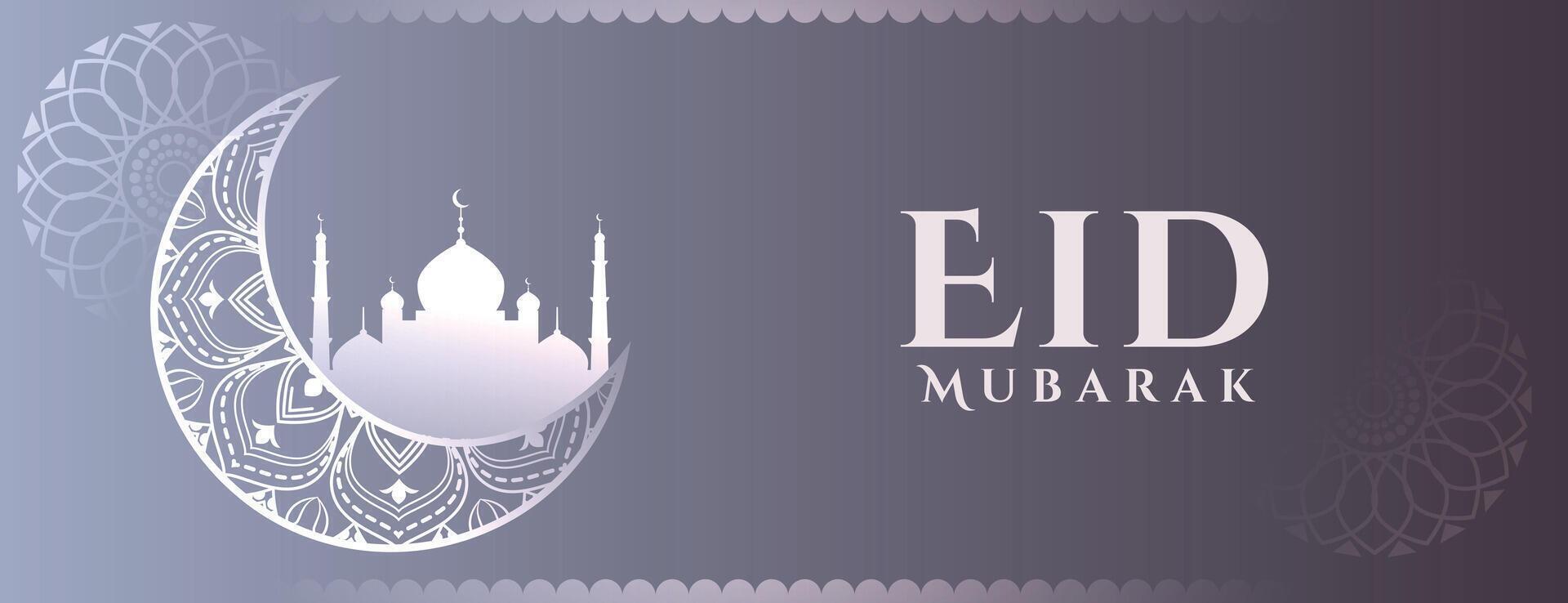 elegant eid mubarak religious banner with islamic decoration vector