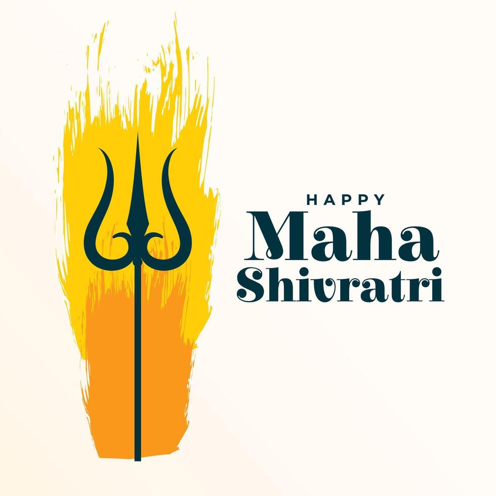 happy maha shivratri greeting card with lord shiva trishul vector