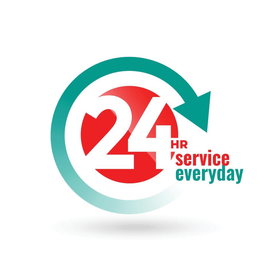 24 hours service everyday concept label design vector