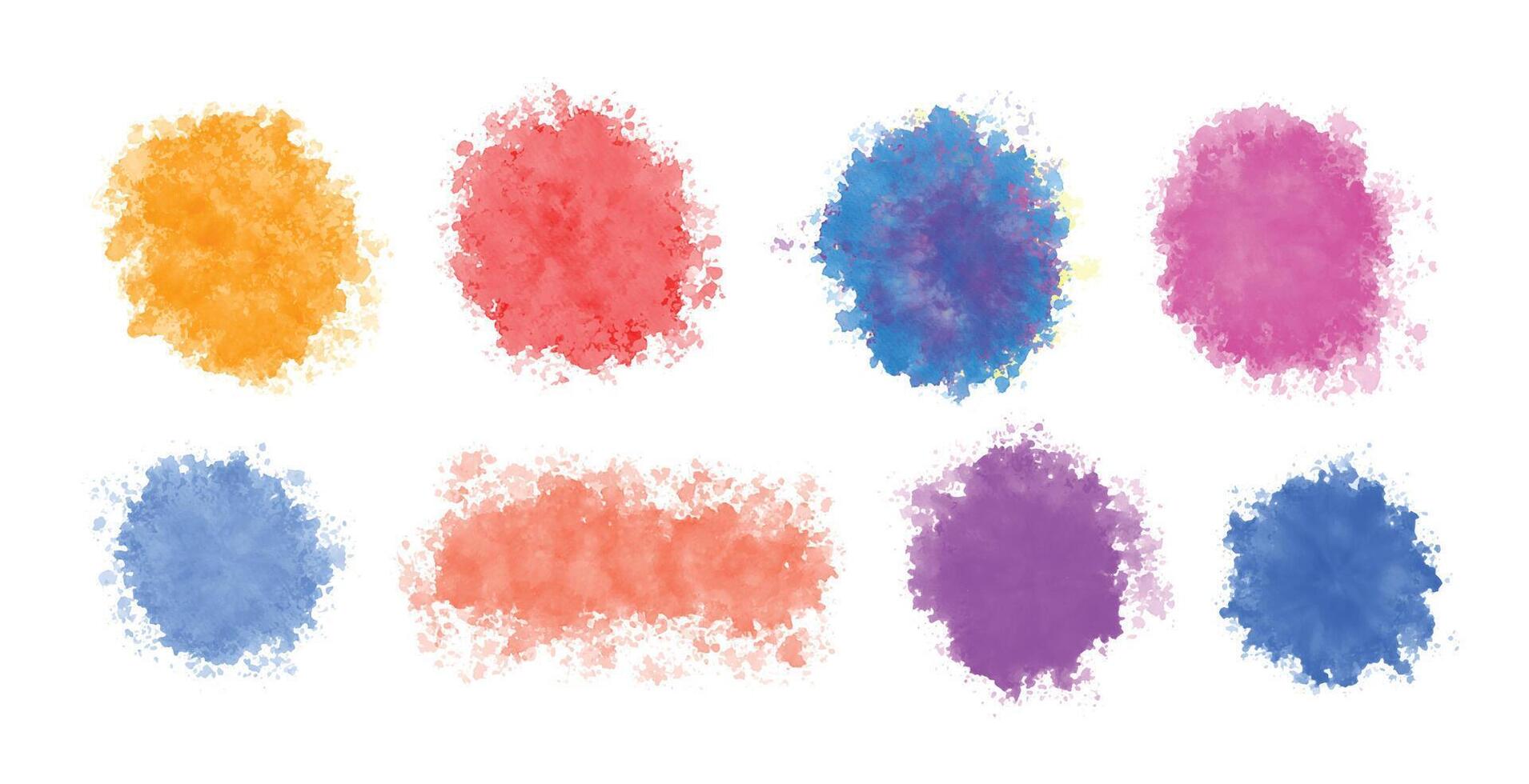 set of watercolor splash splatter in various colors vector