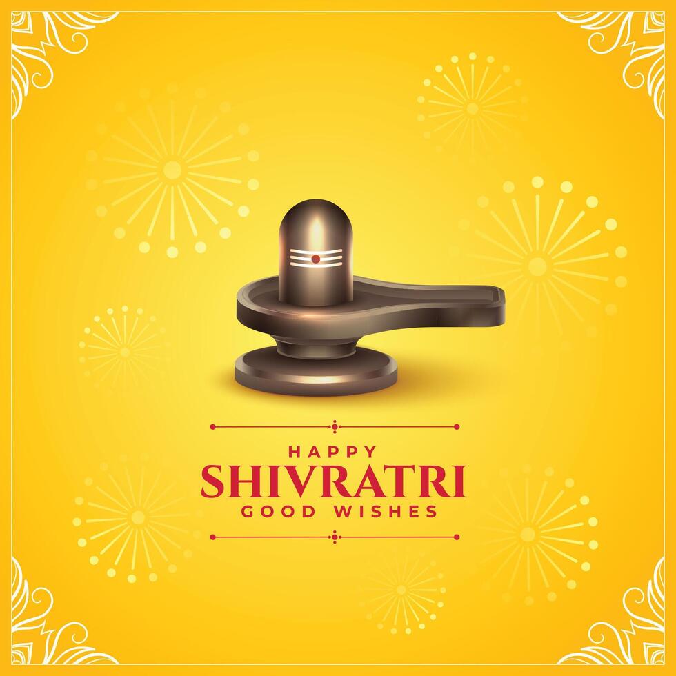 happy maha shivratri wishes card with realistic shiv lingam vector