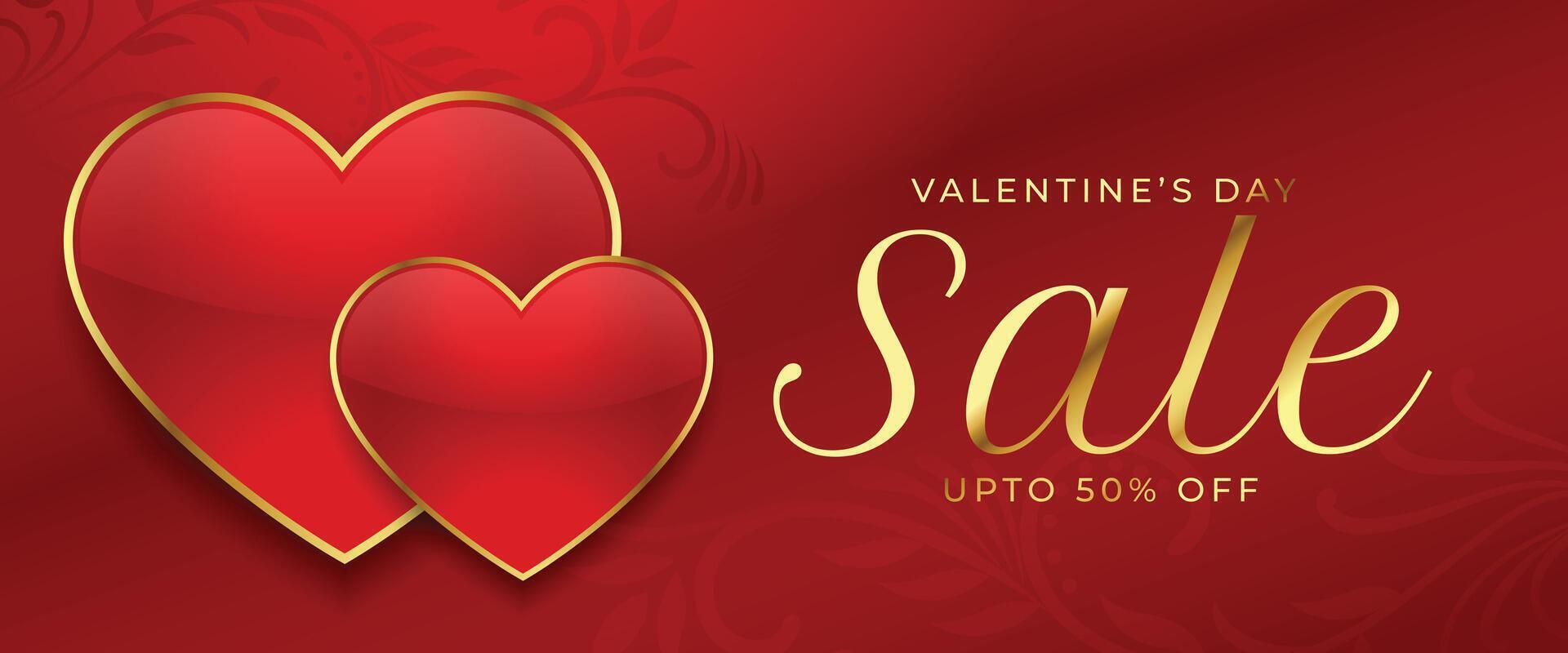 lovely valentines day sale and offer banner with cute hearts vector