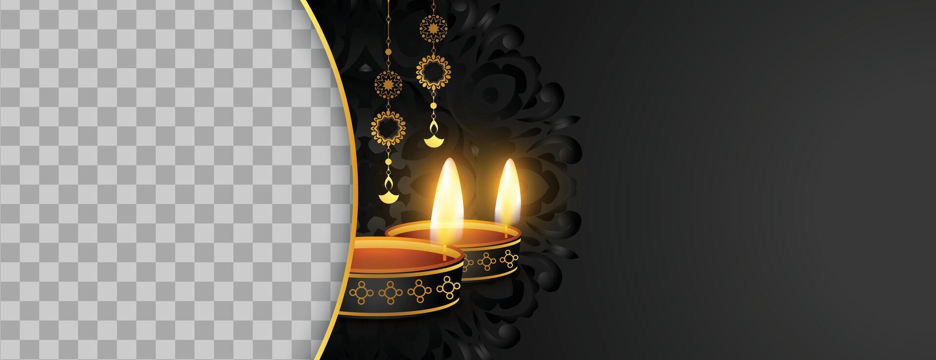 happy diwali premium banner with image space vector