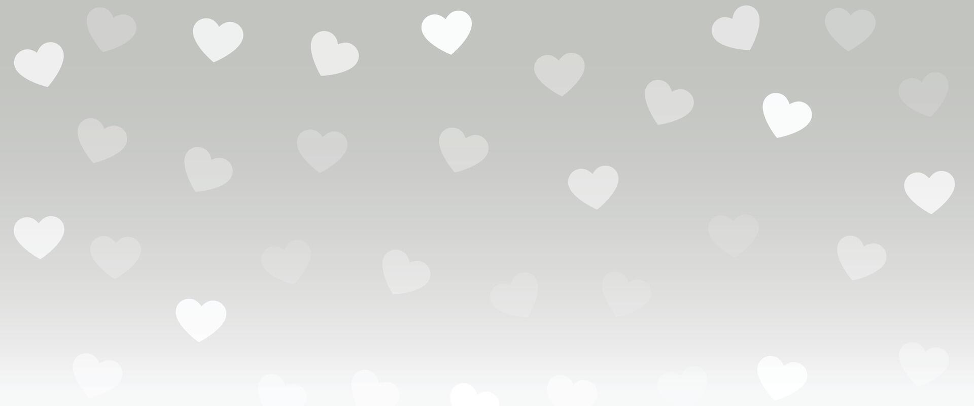 elegant valentines day hearts pattern grey banner design vector