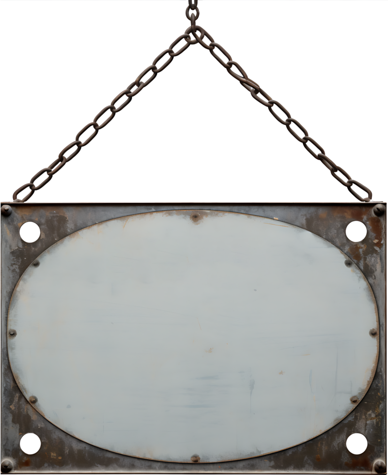 AI generated Dirty old metal sign cutout png