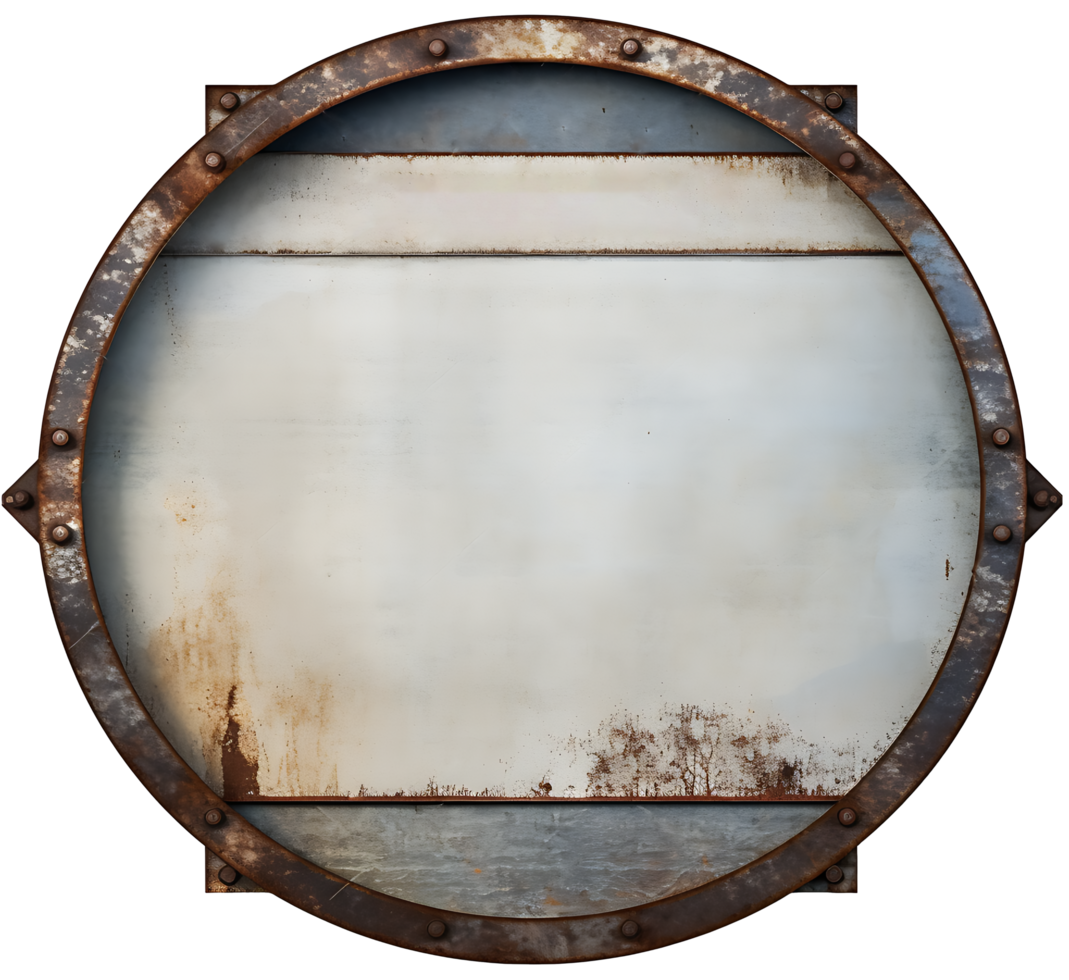 AI generated Dirty old metal sign cutout png