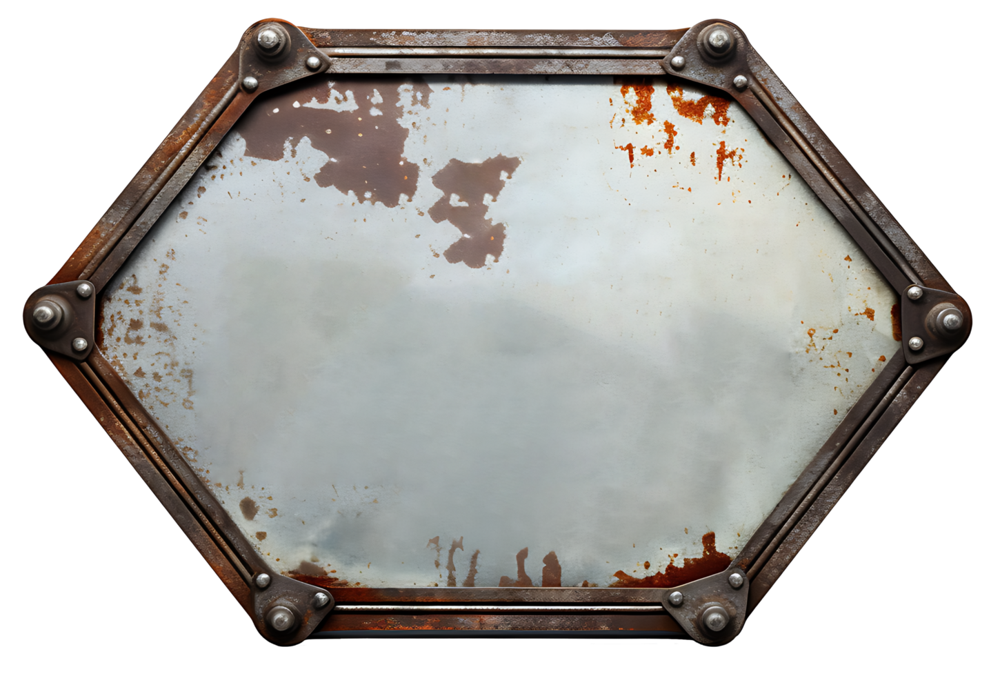 AI generated Dirty old metal sign cutout png