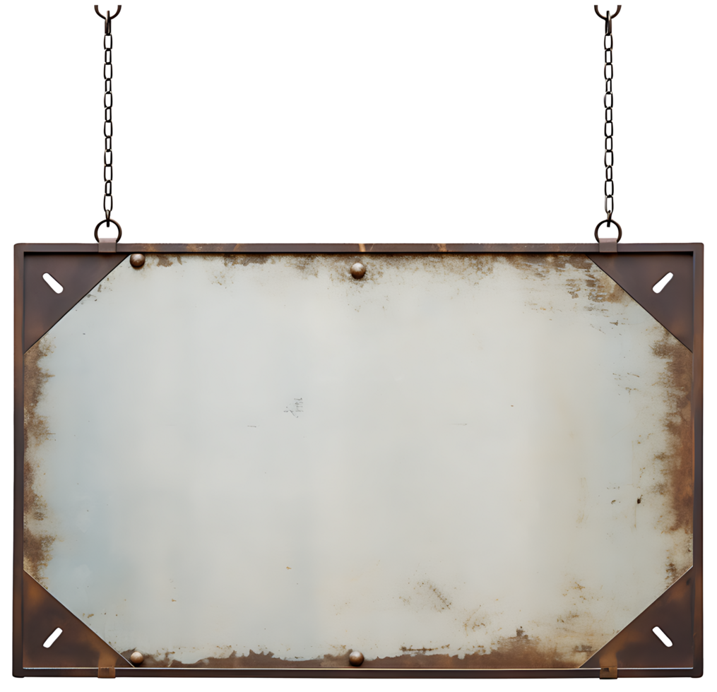 AI generated Dirty old metal sign cutout png