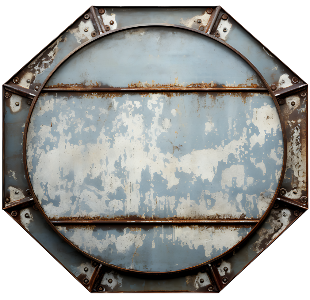 AI generated Dirty old metal sign cutout png