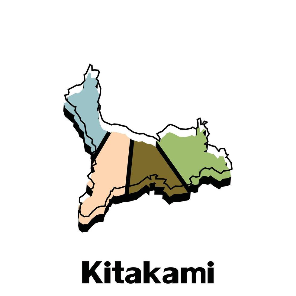 Map of Kitakami City - japan map and infographic of provinces, political maps of japan, region of japan for your company vector