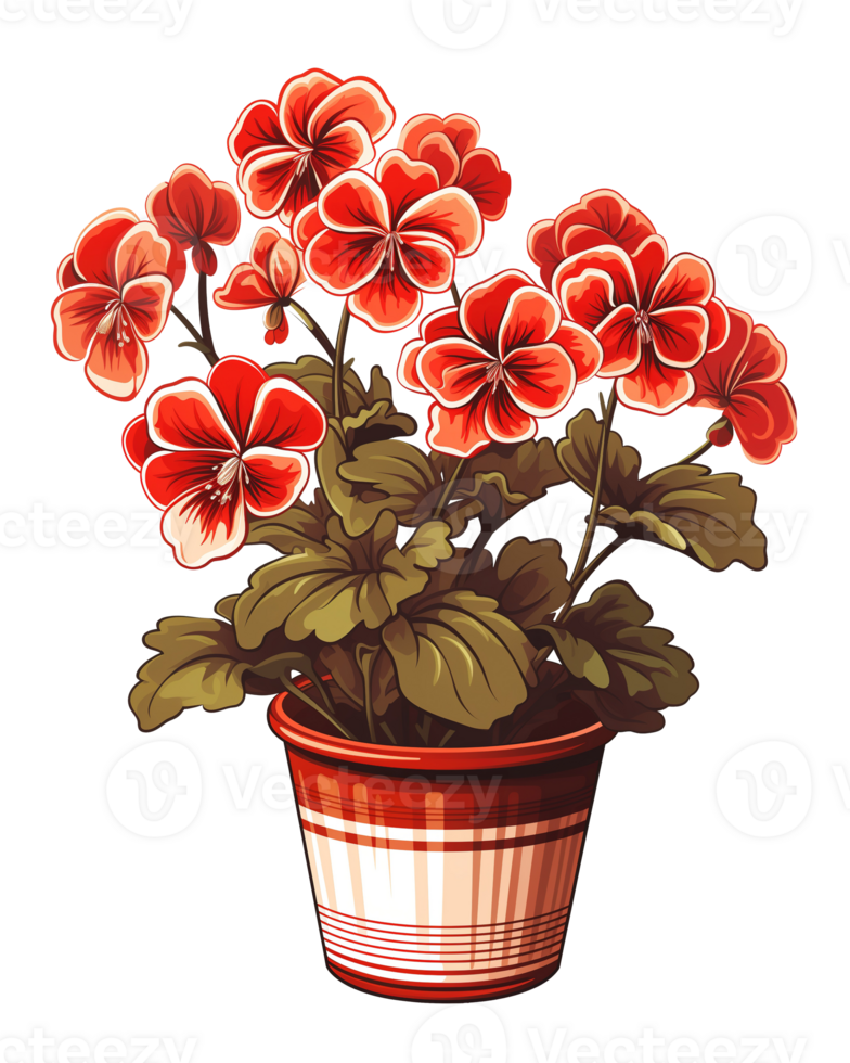 AI generated Illustration of geranium in a pot isolated on transparent background png