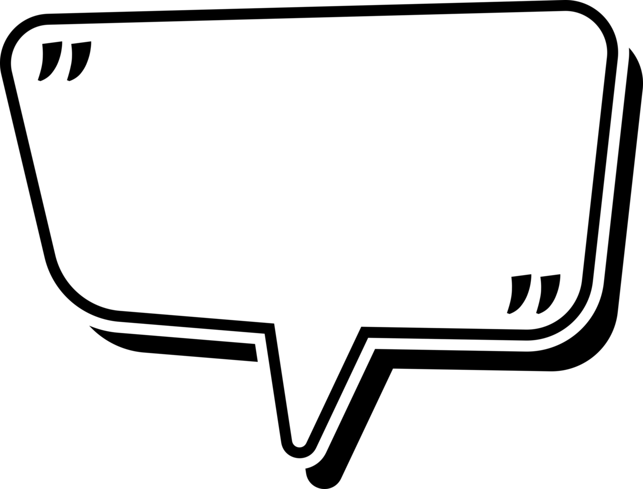 Speech bubble or chat bubble doodle design with quotation mark png