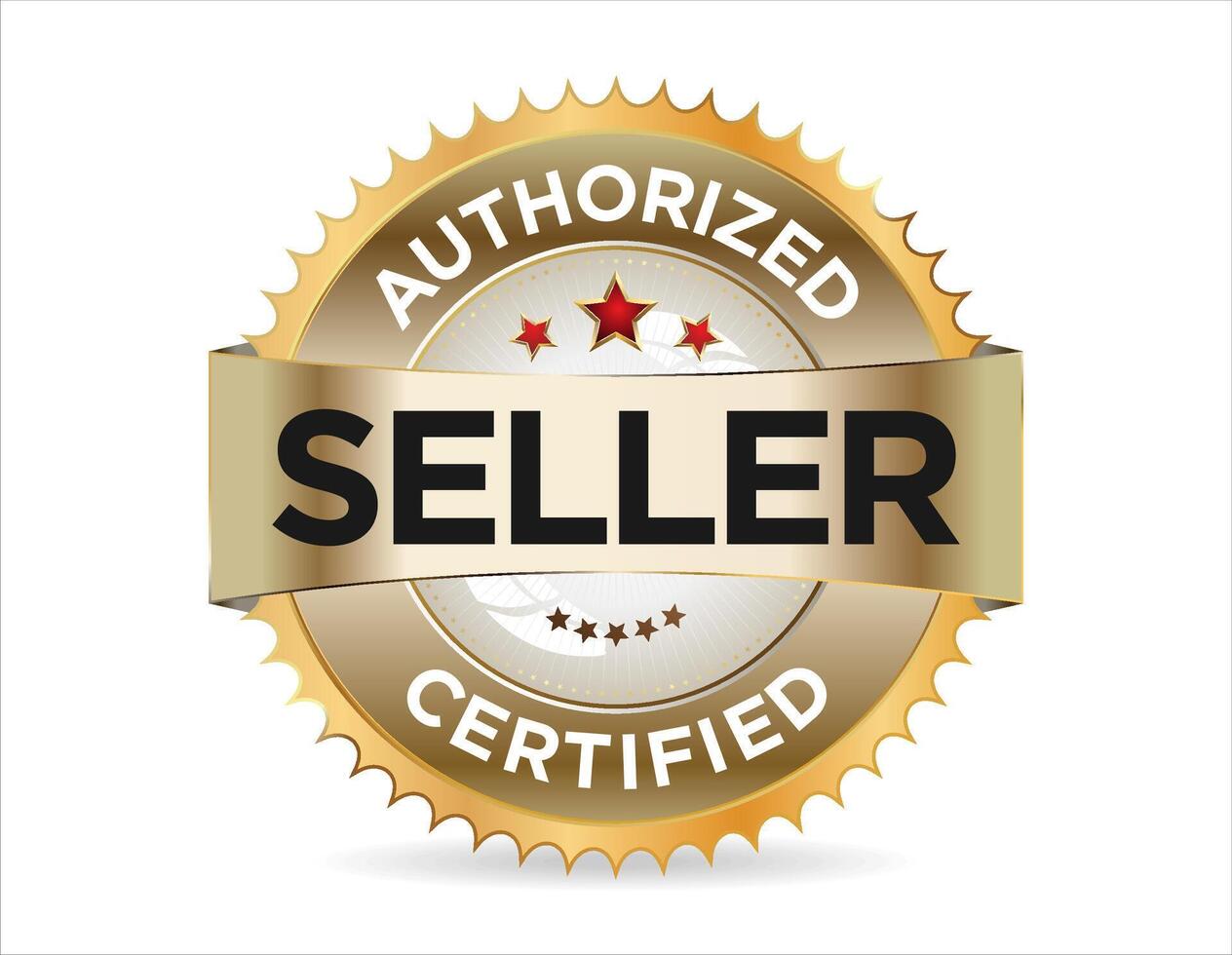 Authorized seller certified gold stamp on white background vector